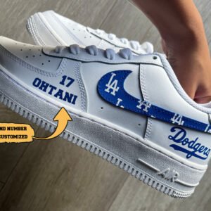 personalized name la dodgers custom white af1 sneakers
