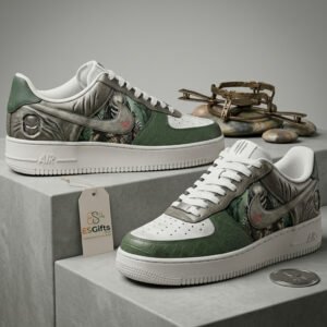 custom air force 1 "predator armor" graphic art & reptile print