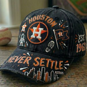 custom hand painted houston astros baseball cap "chase the fight" vintage wash