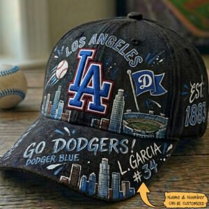 personalized hand painted la dodgers baseball cap custom name & number