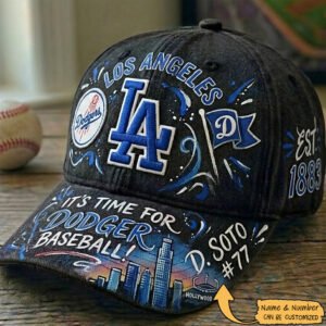 personalized hand painted la dodgers baseball cap custom name & number (copy)