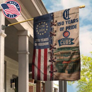 chicago baseball 150 years of pride & usa 250 years of freedom commemorative house flag made in usa