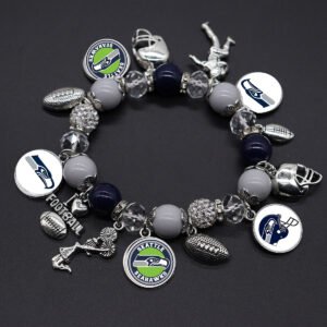 women's "i love football" seattle dangle charm & bead bracelet