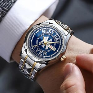 the perfect gift: 'best dad ever' chicago baseball men's watch with premium leather box (copy)