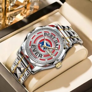 best dad ever chicago baseball men's watch & luxury pu leather box set