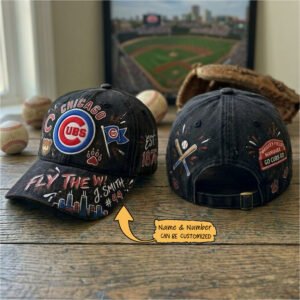 custom chicago cubs baseball cap personalized name & number hat (copy)