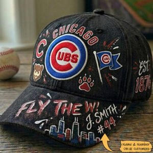 custom chicago cubs baseball cap personalized name & number hat