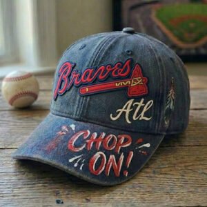atlanta baseball custom hand painted & embroidered wash denim cap (copy)