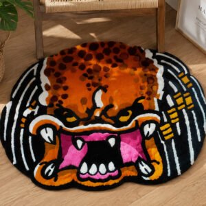 monster face tufted rug | handmade cartoon area rug | unique gaming room decor | statement floor rug | handmade gift