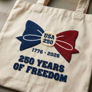 usa 250 years of freedom tote bag | handmade punch needle embroidered patriotic canvas tote | america 1776 2026 anniversary gift
