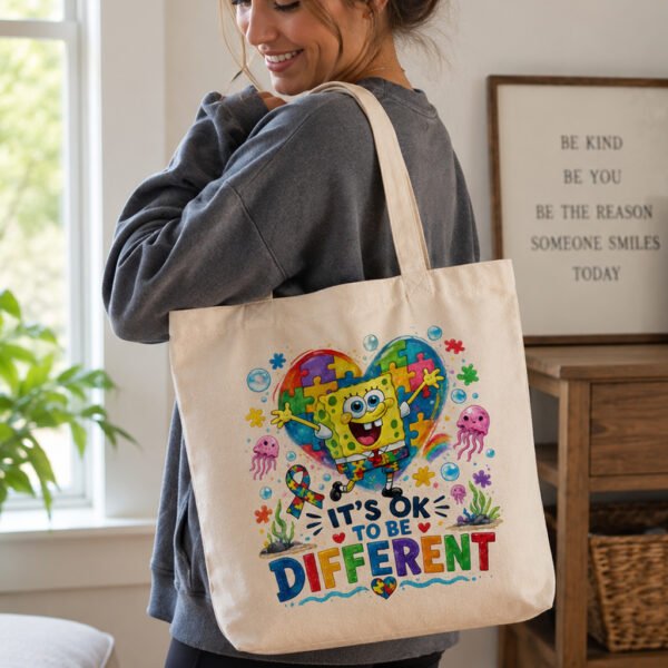 Home Autism awareness canvas tote bag
