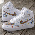 Autism High Top Sneakers – Different Not Less Puzzle Shoes, Autism Awareness Gift for Family & Friends