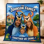 Personalized Bluey-Inspired Family Quilt Blanket – Together We Shine
