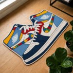 Autism Awareness High-Top Sneaker Shaped Rug – Colorful Puzzle Design Room Decor