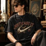 Just Cast It Mineral Wash Oversized T-Shirt – Magical Wizard Graphic Unisex Vintage Tee