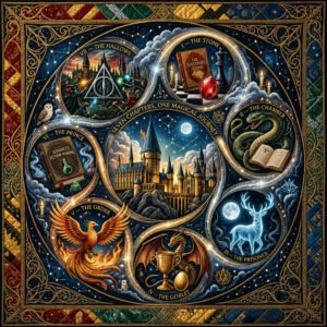 Seven Chapters, One Magical Journey Quilt Blanket – Fantasy Wizarding Story Collection, Magical Castle Fan Gift