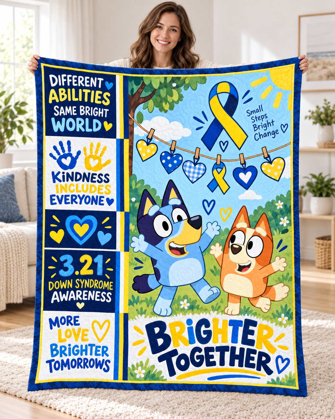 Down Syndrome & Bluey Badge Quilt – Proud to Be Different