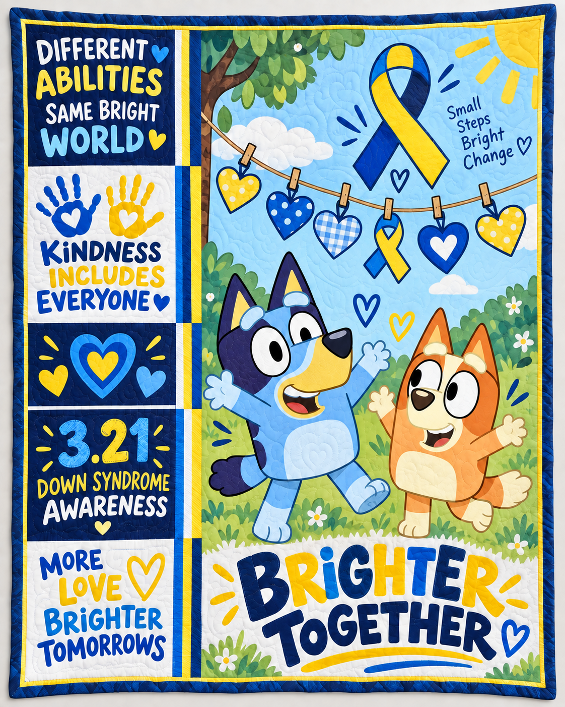 Down Syndrome & Bluey Quilt – Brighter Together