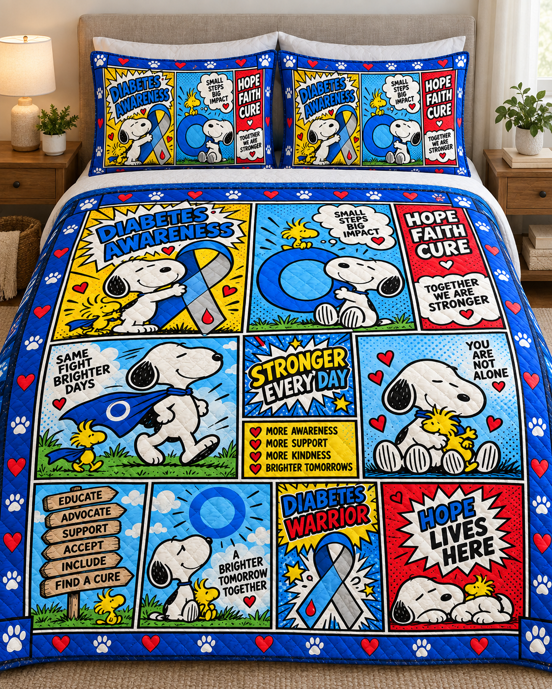 Diabetes Awareness Quilt & Quilt Set – Stronger Every Day