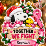 Personalized Breast Cancer Awareness 3D Christmas Ornament – Together We Fight
