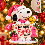 Breast Cancer Awareness 3D Christmas Ornament – No One Fights Alone