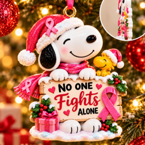 Breast Cancer Awareness 3D Christmas Ornament – No One Fights Alone