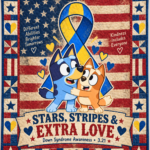 Down Syndrome & Bluey Vintage Flag Quilt – Stars, Stripes & Extra Love
