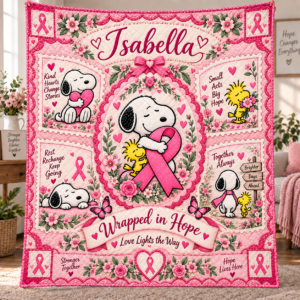 Personalized Breast Cancer Awareness Quilt – Wrapped in Hope, Love Lights the Way
