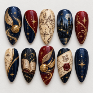 Wizarding Legacy Handmade Press-On Nail Set – Premium Gift Box Included