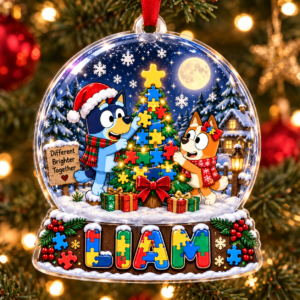 Personalized Autism & Bluey 2-Layer Acrylic Ornament – Custom Name