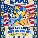 Personalized Down Syndrome & Bluey Quilt – You Are Loved Just As You Are