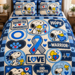 Diabetes Awareness Quilt & Quilt Set – Hope Warrior Blue Ribbon