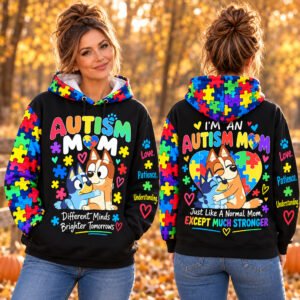 Autism Mom Hoodie – Different Minds, Brighter Tomorrows Puzzle Hoodie