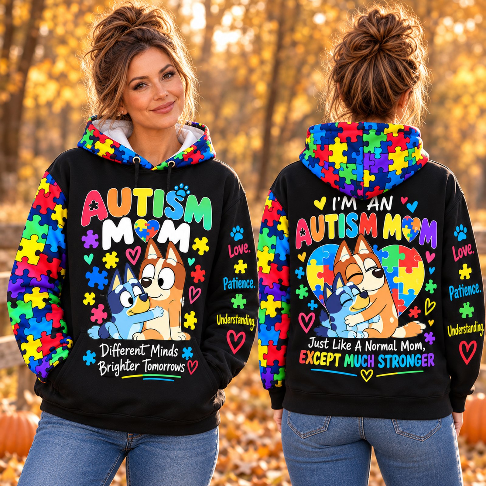 Autism Mom Hoodie – Different Minds, Brighter Tomorrows Puzzle Hoodie