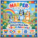 Personalized Autism & Bluey Quilt – A Brighter World Together