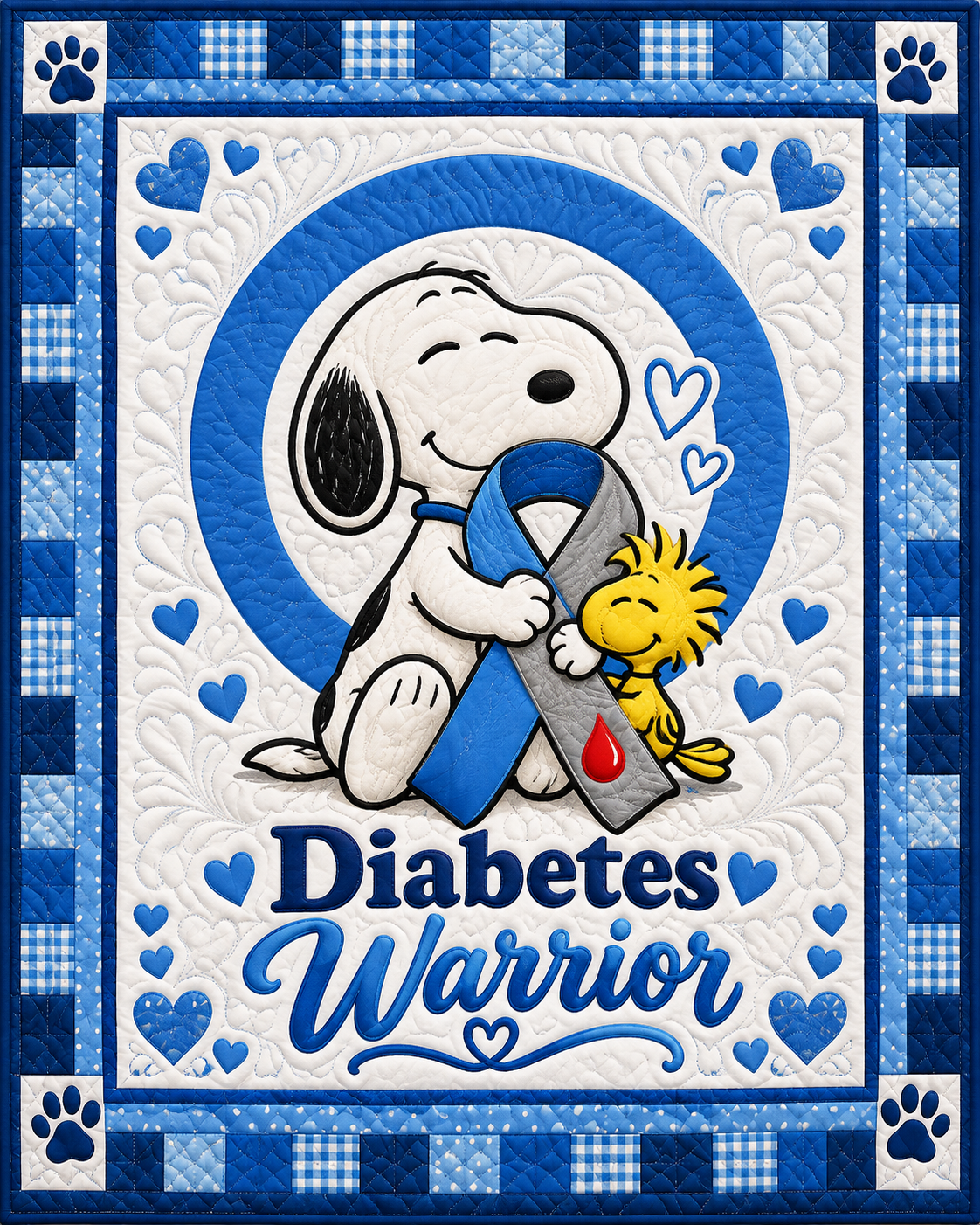 Diabetes Awareness Quilt & Quilt Set – Blue Circle Hope & Strength - Image 2