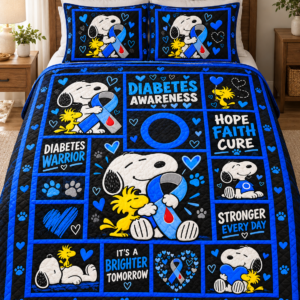 Diabetes Awareness Quilt & Quilt Set – Diabetes Warrior Blue Ribbon