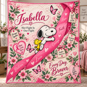 Personalized Breast Cancer Awareness Quilt – Every Day Braver, Her Fight Is Our Fight
