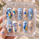 Autism Mom 3D Press-On Nail Set – Bluey-Inspired Awareness Gift for Mom