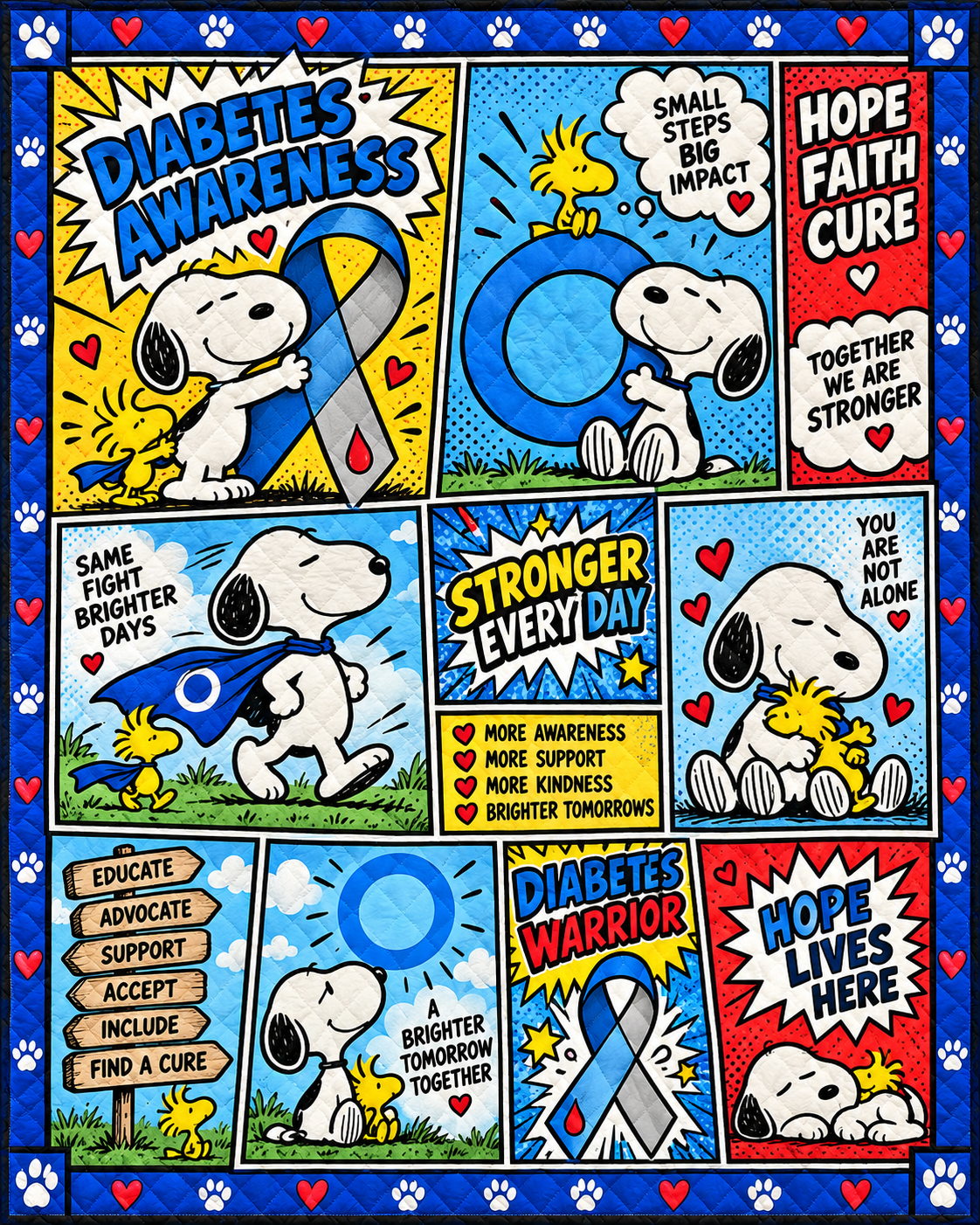 Diabetes Awareness Quilt & Quilt Set – Stronger Every Day - Image 2