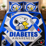 Diabetes Awareness Quilt & Quilt Set – Blue Circle & Warrior Ribbon