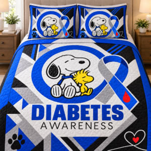Diabetes Awareness Quilt & Quilt Set – Blue Circle & Warrior Ribbon