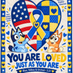 Down Syndrome & Bluey Heart Quilt – You Are Loved Just As You Are
