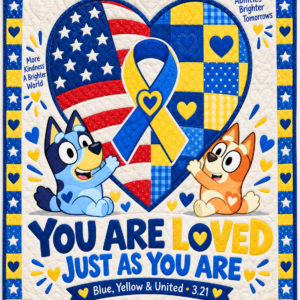 Down Syndrome & Bluey Heart Quilt – You Are Loved Just As You Are