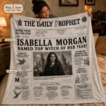 Personalized Daily Prophet Blanket – Custom Name & Photo Wizarding Newspaper Gift for Fans