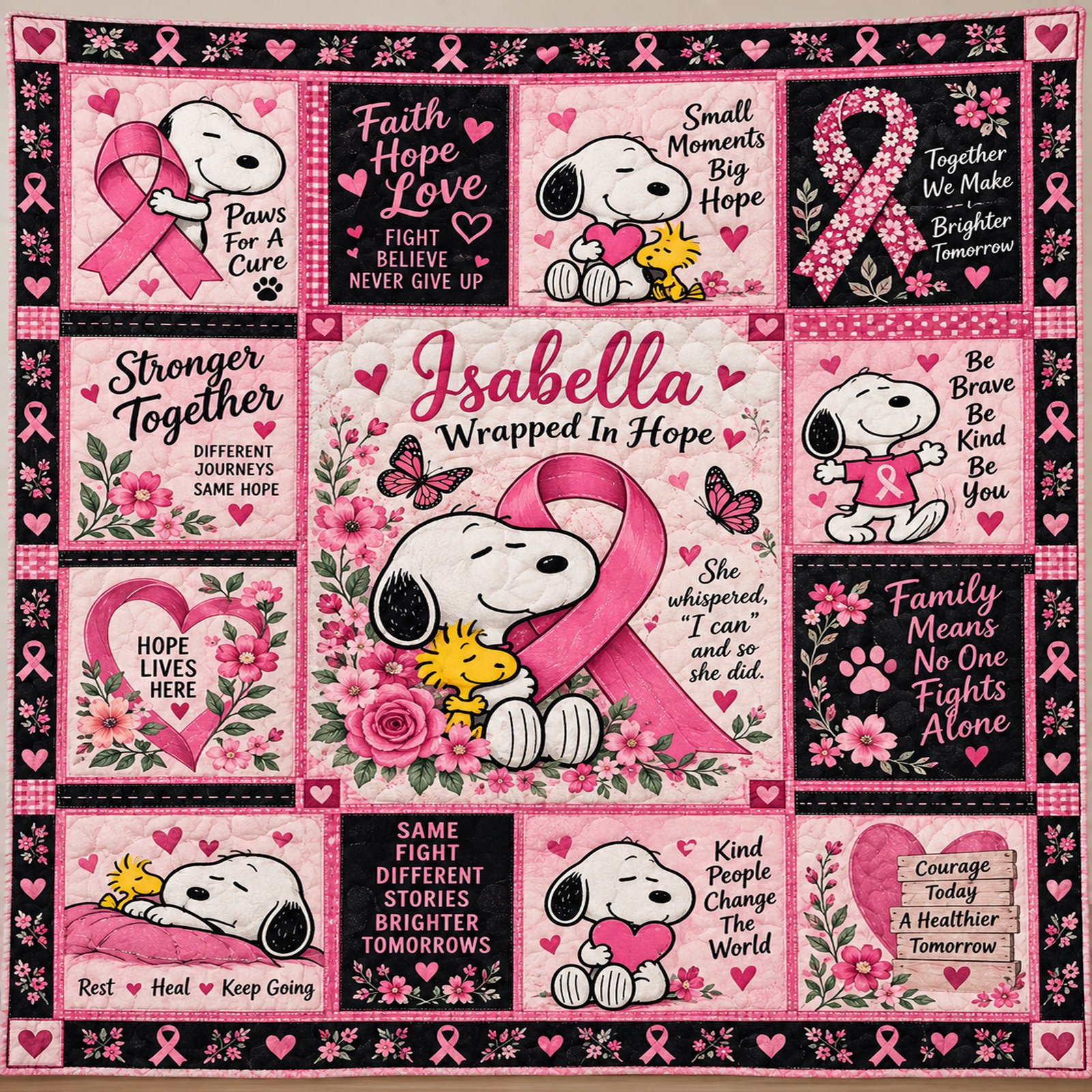 Personalized Breast Cancer Awareness Quilt – Wrapped in Hope