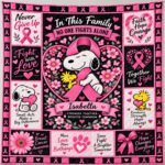 Personalized Breast Cancer Awareness Quilt – No One Fights Alone Floral Heart