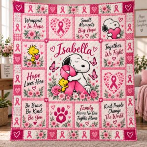 Personalized Breast Cancer Awareness Quilt – Hope Lives Here Patchwork