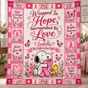 Personalized Breast Cancer Awareness Quilt – Her Fight Is Our Fight, Wrapped in Hope