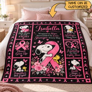 Personalized Breast Cancer Awareness Quilt – Hope, Love & Courage Family Support Gift